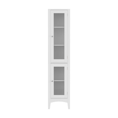 Artiss 2X Bathroom Storage Cabinet 160cm Tall Slim Floor Cupboard Toilet Glass Door White
