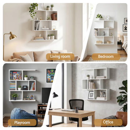 Artiss Floating Wall Shelf Bookshelf 3-Tier Display Storage Organiser White
