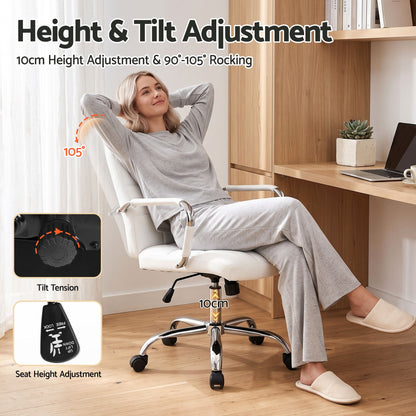 Artiss Office Desk and Chair Set 100cm Computer Desk PU Leather Office Chair