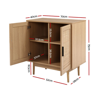 Artiss 2x Buffet Sideboard Cabinet Rattan Cupboard 2 Doors Storage Pantry BRIONY