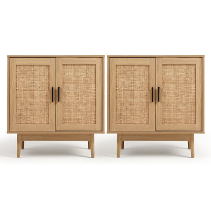 Artiss 2x Buffet Sideboard Cabinet Rattan Cupboard 2 Doors Storage Pantry BRIONY