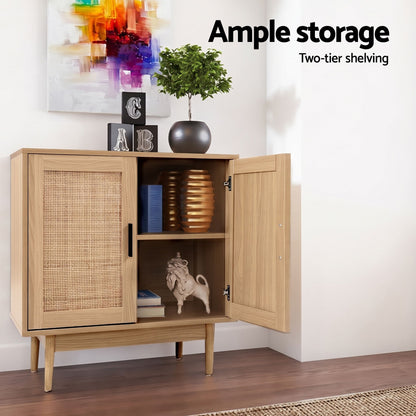 Artiss 2x Buffet Sideboard Cabinet Rattan Cupboard 2 Doors Storage Pantry BRIONY