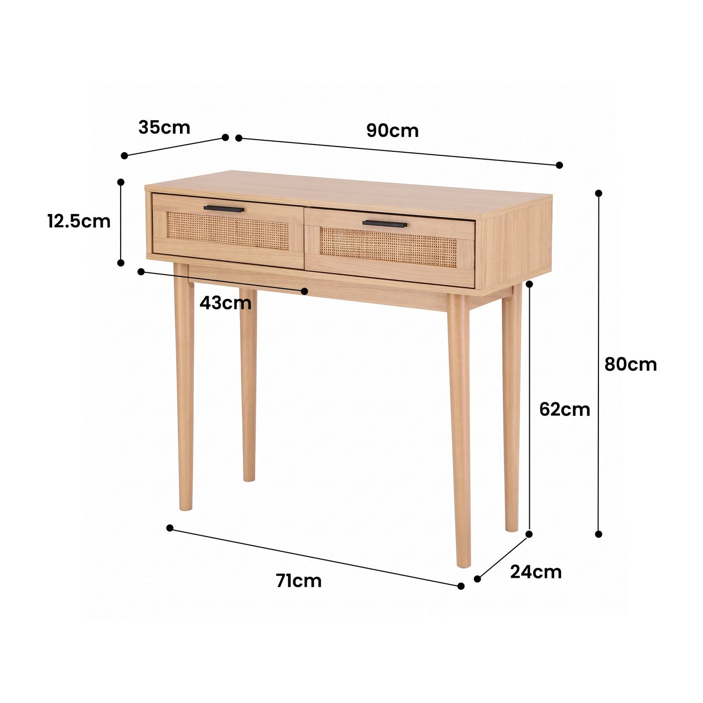 Artiss Console Table 2 Rattan Drawers