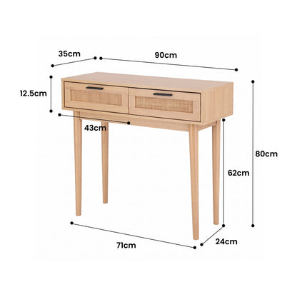 Artiss Console Table 2 Rattan Drawers