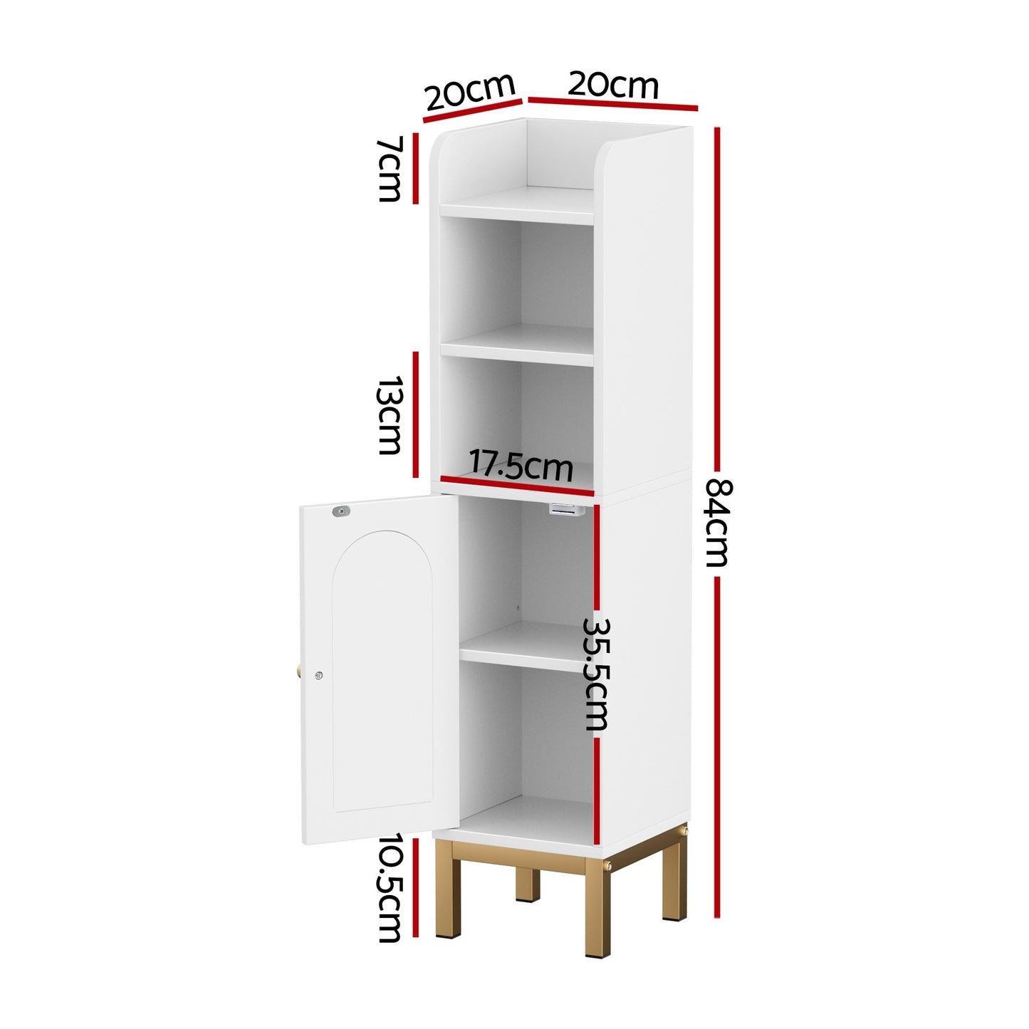 Artiss 2X Bathroom Storage Cabinet Floor Organizer Toilet Corner Adjustable Shelf with Door White