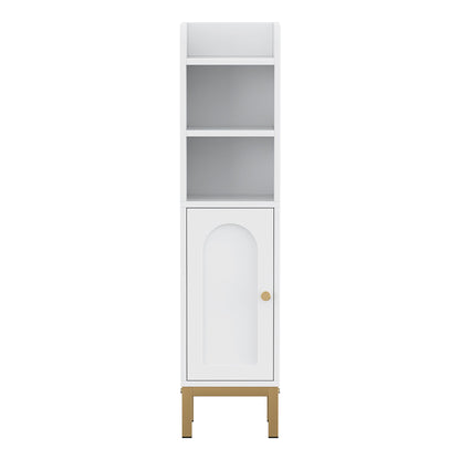 Artiss 2X Bathroom Storage Cabinet Floor Organizer Toilet Corner Adjustable Shelf with Door White
