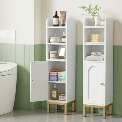 Artiss 2X Bathroom Storage Cabinet Floor Organizer Toilet Corner Adjustable Shelf with Door White
