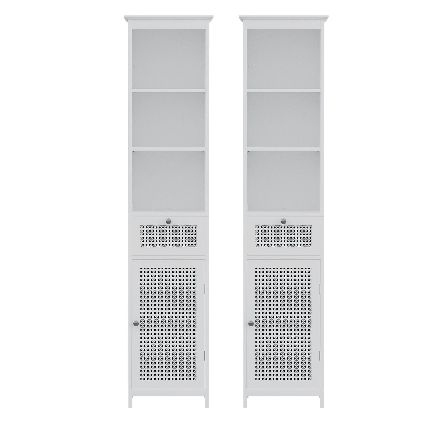 Artiss Bathroom Cabinet Storage X2 White Rattan 161cm