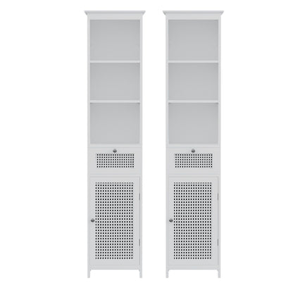 Artiss Bathroom Cabinet Storage X2 White Rattan 161cm