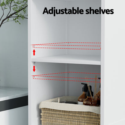 Artiss Bathroom Cabinet Storage X2 White Rattan 161cm