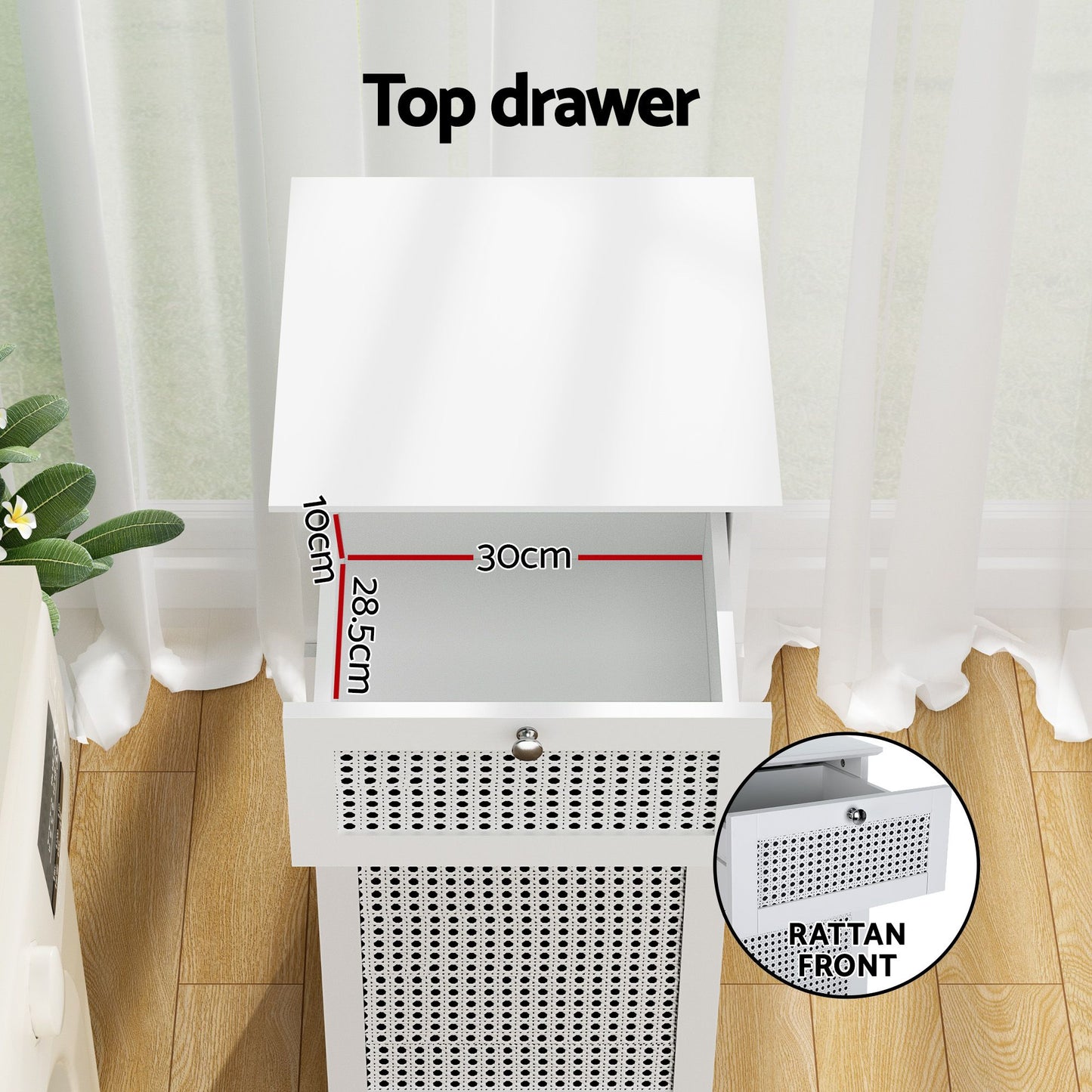 Artiss 2X Laundry Hamper Cabinet Bathroom Storage White Rattan
