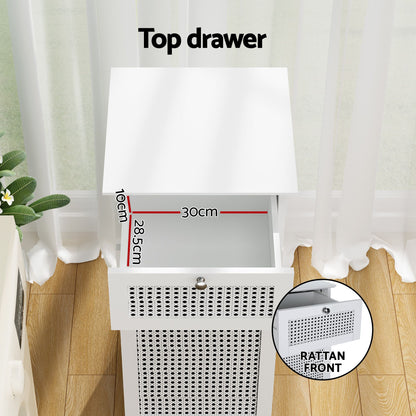 Artiss 2X Laundry Hamper Cabinet Bathroom Storage White Rattan