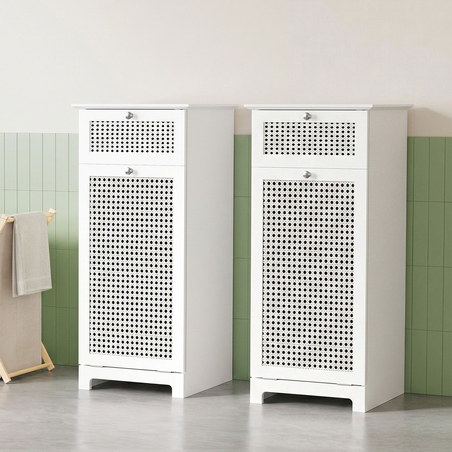 Artiss 2X Laundry Hamper Cabinet Bathroom Storage White Rattan