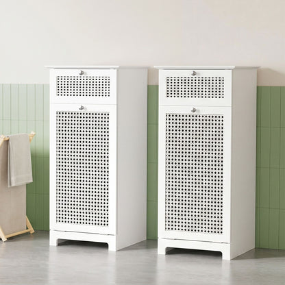 Artiss 2X Laundry Hamper Cabinet Bathroom Storage White Rattan