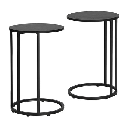 Artiss C Shaped End Table Set of 2 Coffee Table Side Table Round Black
