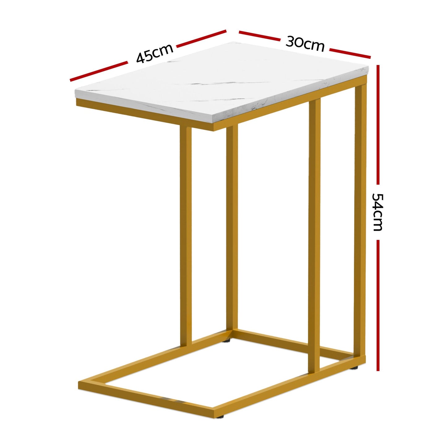Artiss C Shaped End Table Set of 2 Coffee Table Side Table White & Gold