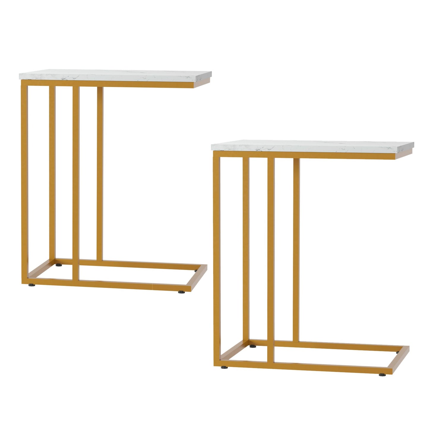 Artiss C Shaped End Table Set of 2 Coffee Table Side Table White & Gold