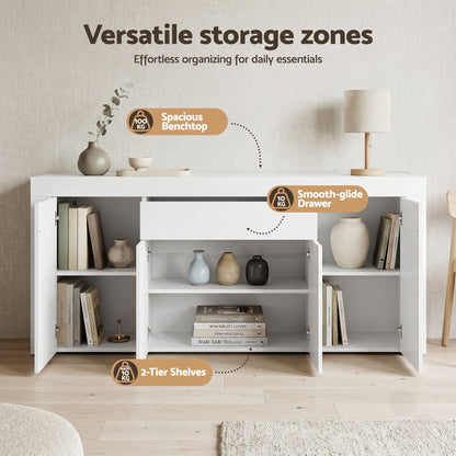 Artiss Buffet Sideboard Cabinet 180cm Cupboard Pantry Storage Drawer White DANA