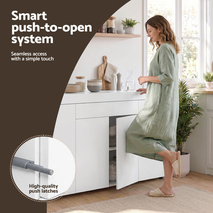 Artiss Buffet Sideboard Cabinet 180cm Cupboard Pantry Storage Drawer White DANA