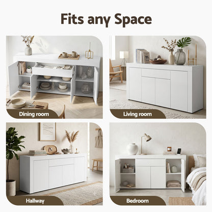Artiss Buffet Sideboard Cabinet 180cm Cupboard Pantry Storage Drawer White DANA