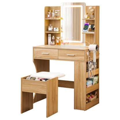 Artiss Dressing Table LED Vanity Desk Set Stool Wood