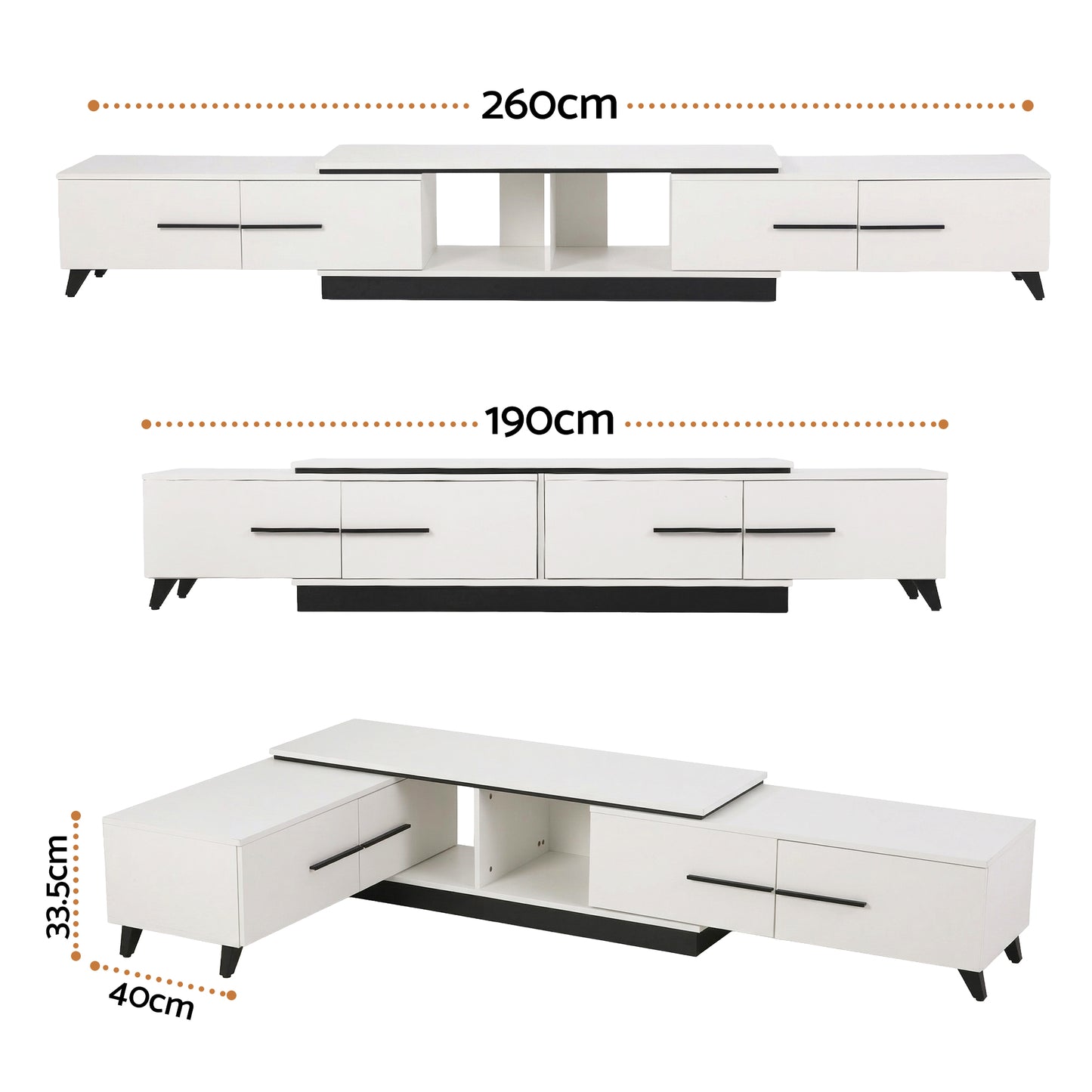 Artiss Extendable TV Cabinet Entertainment Unit Stand White