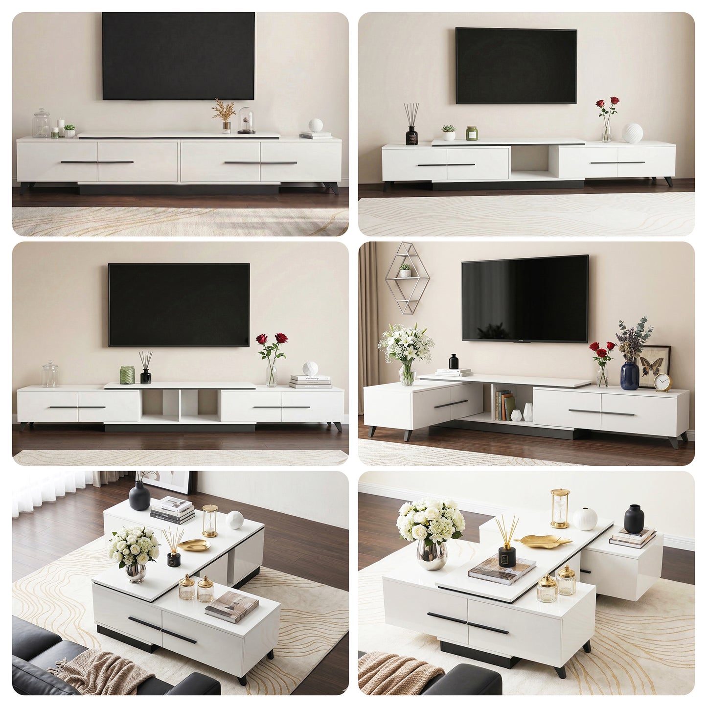 Artiss Extendable TV Cabinet Entertainment Unit Stand White