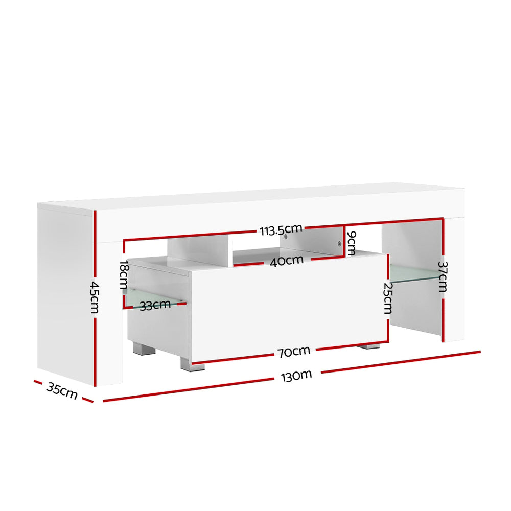 Artiss Entertainment Unit TV Cabinet LED 130cm White Elo - Dhanus Decor