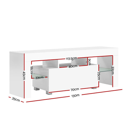 Artiss Entertainment Unit TV Cabinet LED 130cm White Elo - Dhanus Decor
