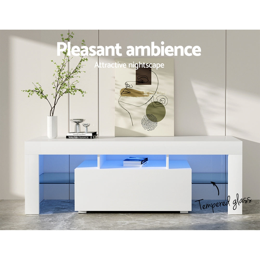Artiss Entertainment Unit TV Cabinet LED 130cm White Elo - Dhanus Decor
