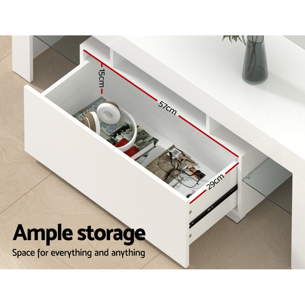 Artiss Entertainment Unit TV Cabinet LED 130cm White Elo - Dhanus Decor