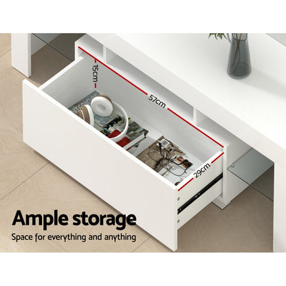 Artiss Entertainment Unit TV Cabinet LED 130cm White Elo - Dhanus Decor