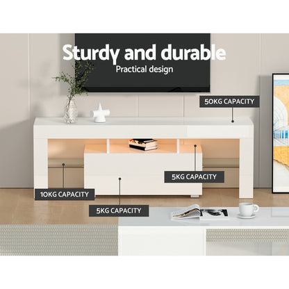Artiss Entertainment Unit TV Cabinet LED 130cm White Elo - Dhanus Decor