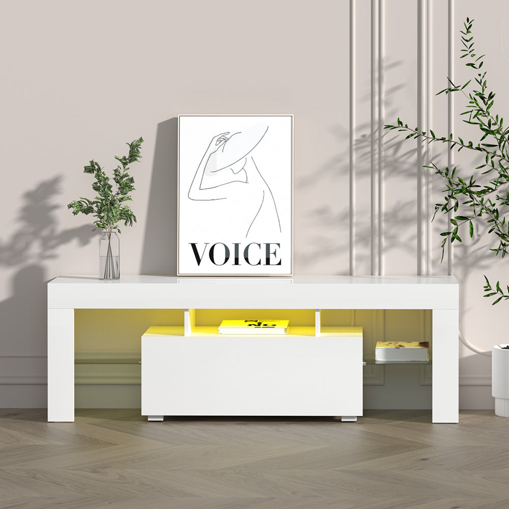 Artiss Entertainment Unit TV Cabinet LED 130cm White Elo - Dhanus Decor