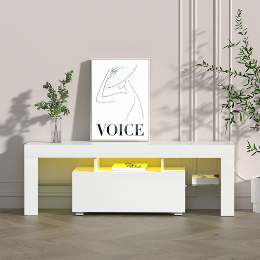 Artiss Entertainment Unit TV Cabinet LED 130cm White Elo - Dhanus Decor