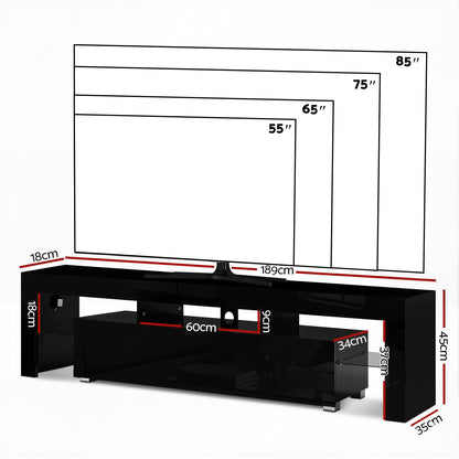 Artiss Entertainment Unit TV Cabinet LED 189cm Black Elo