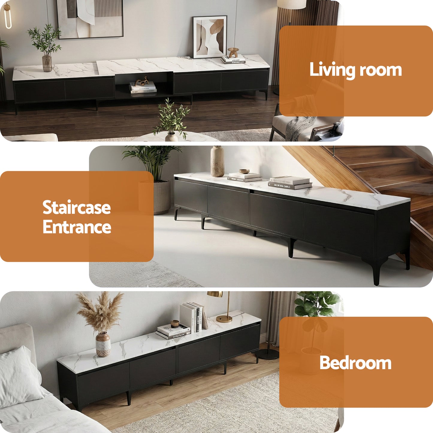 Artiss TV Cabinet Entertainment Unit Stand Extendable Black