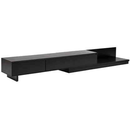 Artiss Extendable TV Unit 200CM 3 Storage Drawers Dark Walnut & Black