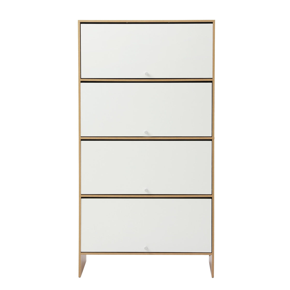 Artiss Narrow Shoe Cabinet Adjustable Shelves Flip-up Door White & Pine