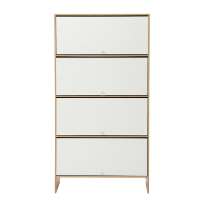 Artiss Narrow Shoe Cabinet Adjustable Shelves Flip-up Door White & Pine