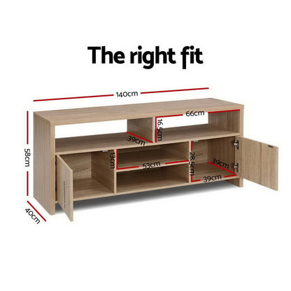 Artiss TV Cabinet Entertainment Unit 140cm Oak Ken - Dhanus Decor