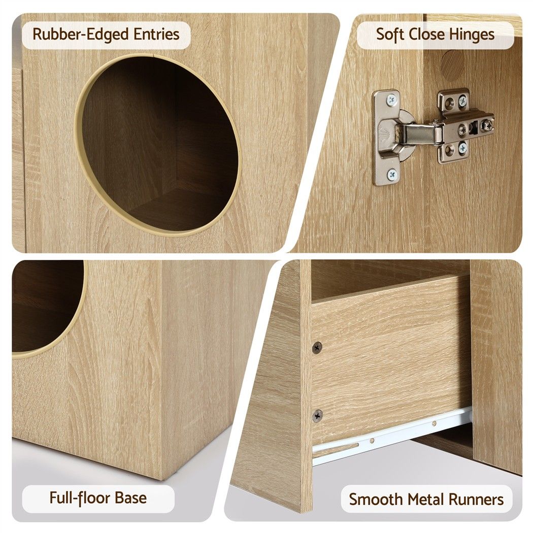 Artiss 185CM TV Unit with Cat House Storage Cabinet Pine