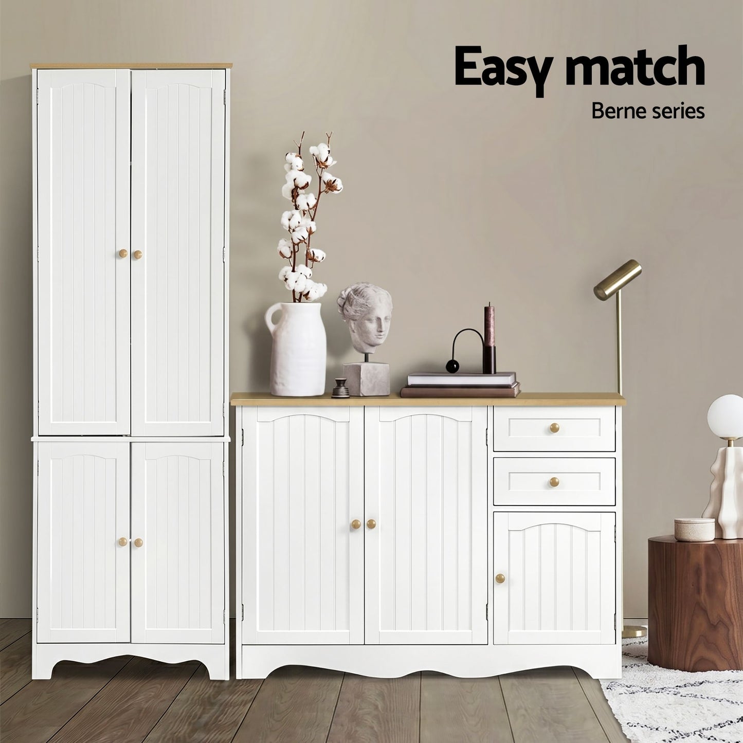 Artiss 2x Buffet Sideboard Pantry Cabinet Cupboard 6-Tiers Storage Shelves BERNE