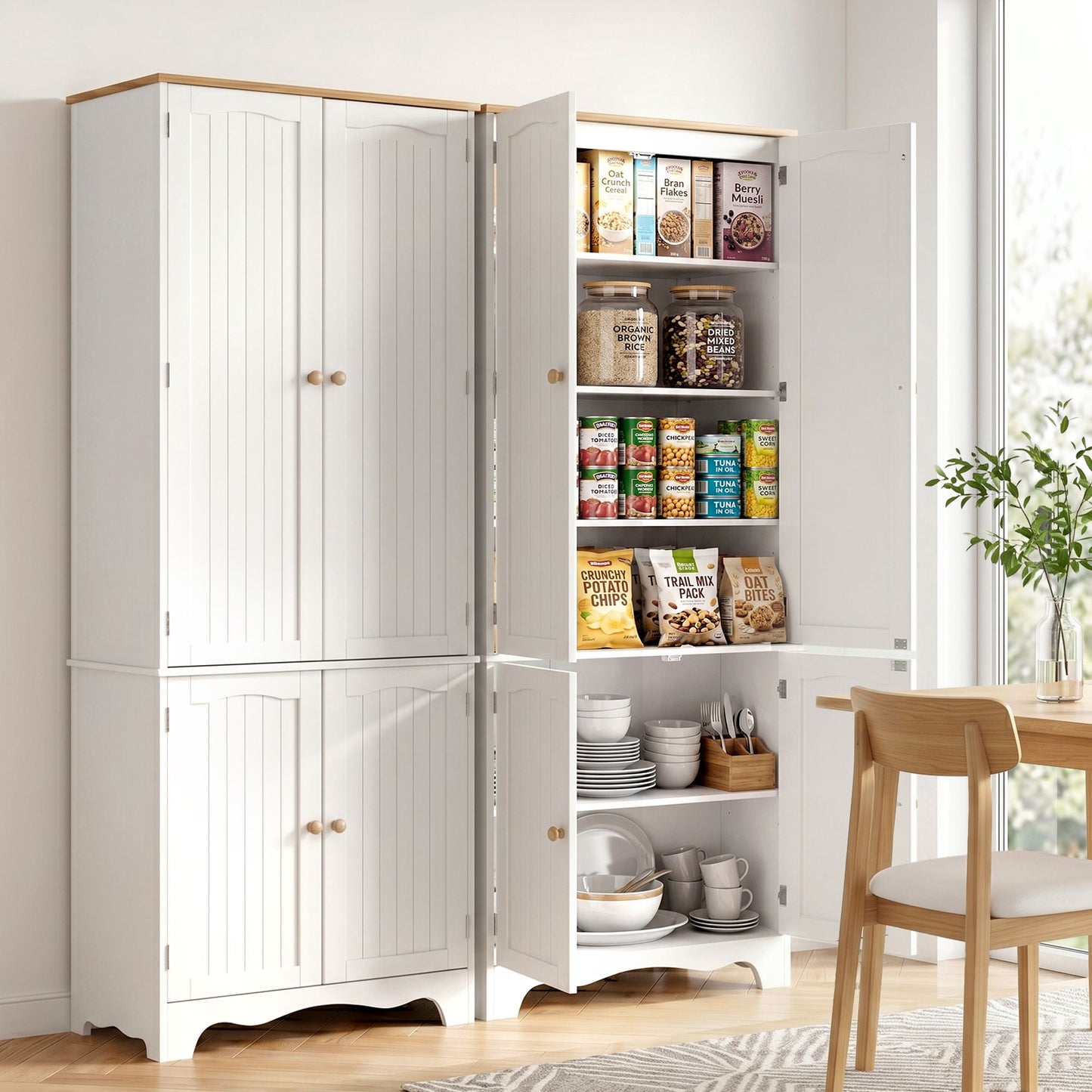 Artiss 2x Buffet Sideboard Pantry Cabinet Cupboard 6-Tiers Storage Shelves BERNE