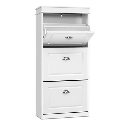Artiss Shoe Rack Cabinet 18 Pairs 3-tier White Sena