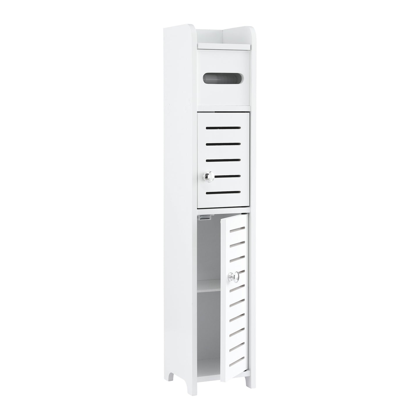Artiss Bathroom Storage Cabinet 3-Tier Slim Toilet Paper Holder Organizer White