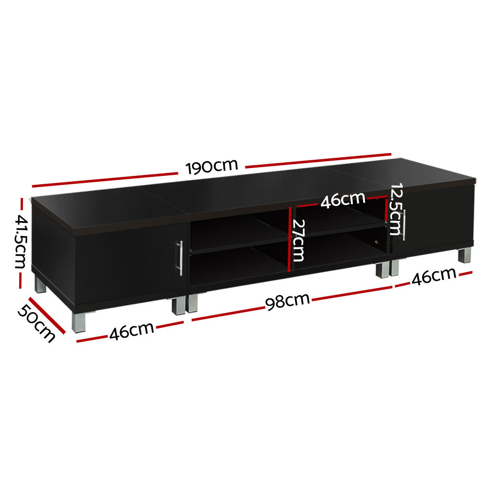 Artiss TV Cabinet Entertainment Unit 190cm Black Danson - Dhanus Decor
