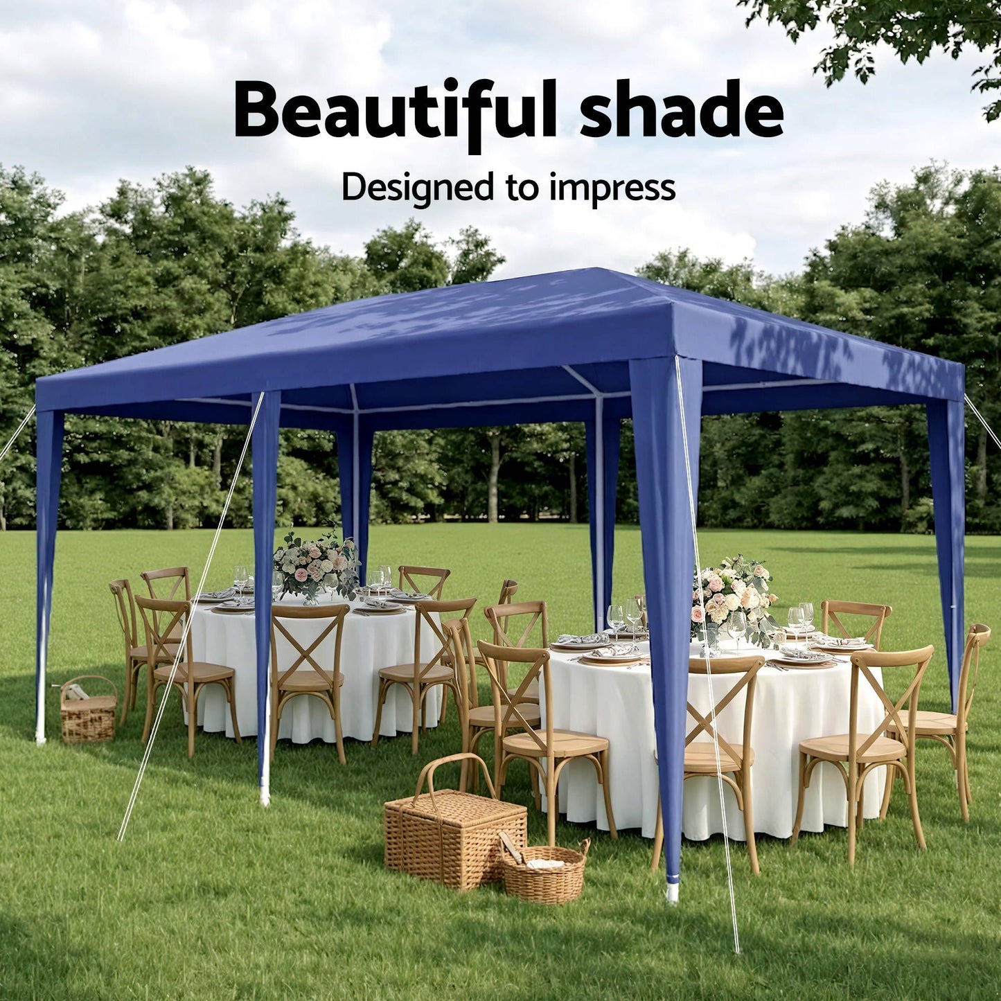 Instahut Gazebo 3x6m Wedding Party Marquee Tent Outdoor Event Camping Canopy Shade Blue