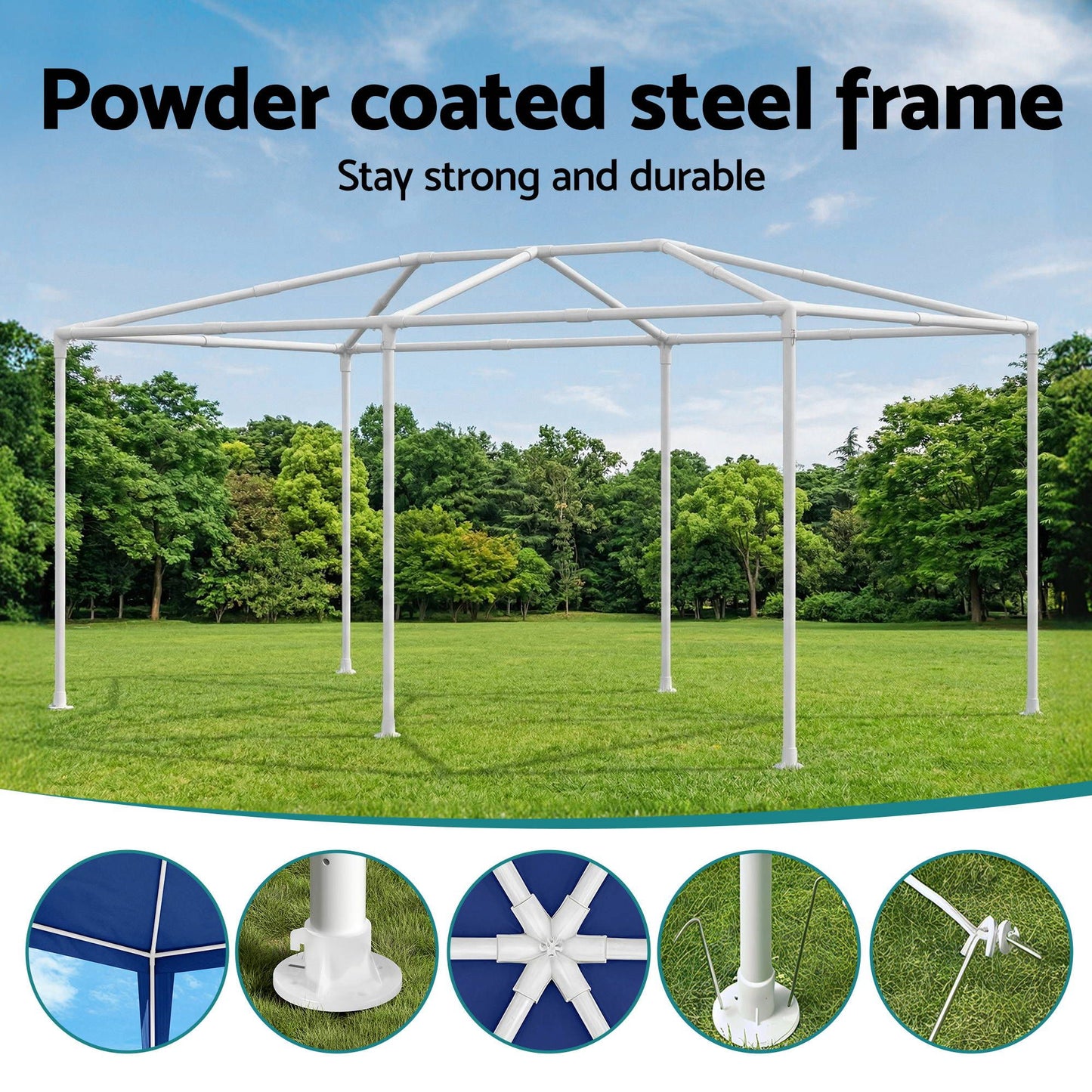 Instahut Gazebo 3x6m Wedding Party Marquee Tent Outdoor Event Camping Canopy Shade Blue