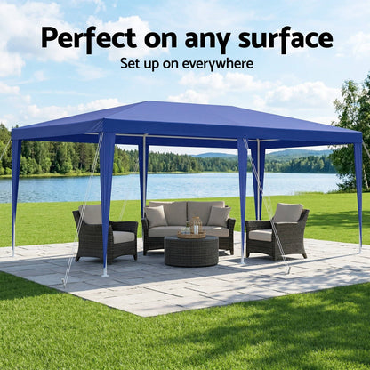 Instahut Gazebo 3x6m Wedding Party Marquee Tent Outdoor Event Camping Canopy Shade Blue